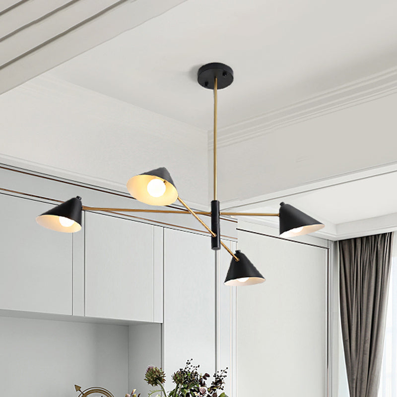 Contemporary Black Cone Shade Chandelier Light - 4/6/8 Lights Modern Hanging Lamp For Sitting Room 4
