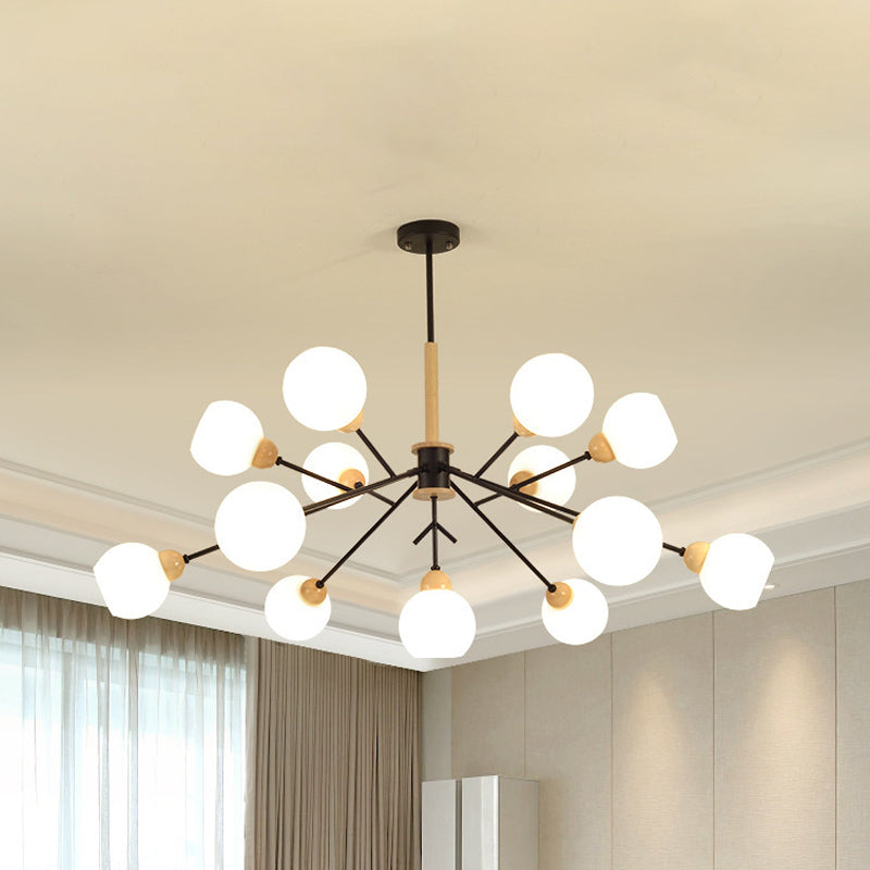 Contemporary Branch Chandelier With Opal Glass Shades - 7/13 Lights For Restaurant Ceiling 13 /