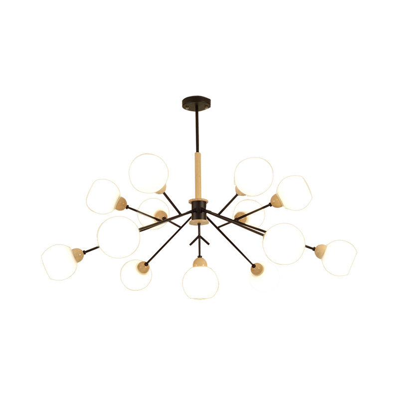 Contemporary Branch Chandelier With Opal Glass Shades - 7/13 Lights For Restaurant Ceiling