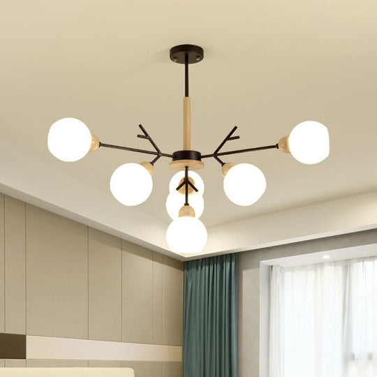 Contemporary Branch Chandelier With Opal Glass Shades - 7/13 Lights For Restaurant Ceiling 7 / White