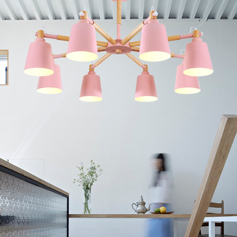 Macaron Metal Chandelier: Stylish Hanging Light With 8 Lights For Kids Bedroom