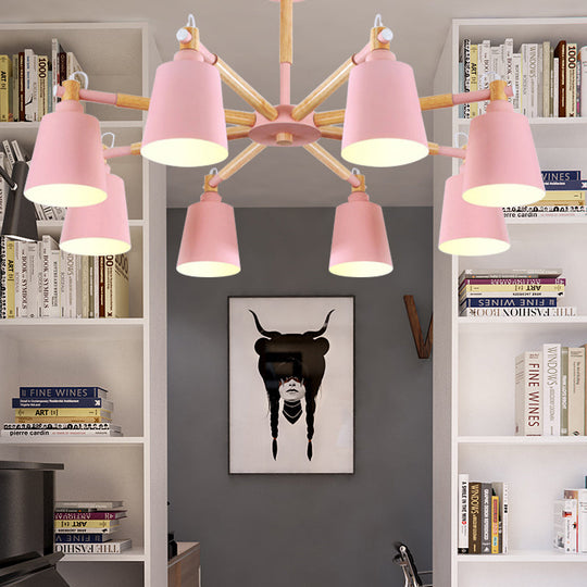 Macaron Metal Chandelier: Stylish Hanging Light With 8 Lights For Kids Bedroom