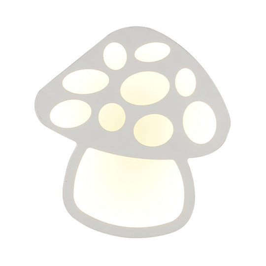 Mushroom Led Wall Light For Kids Foyer And Bathroom - Slim Design Acrylic Material White Glow