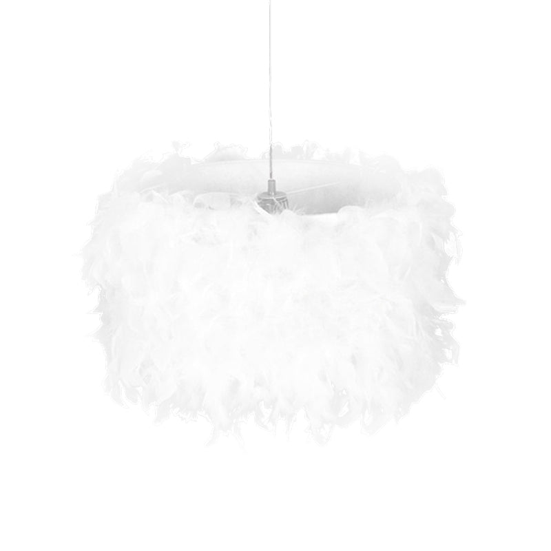 Feather Drum Pendant Light: White Romantic & Adult Bedroom Décor+