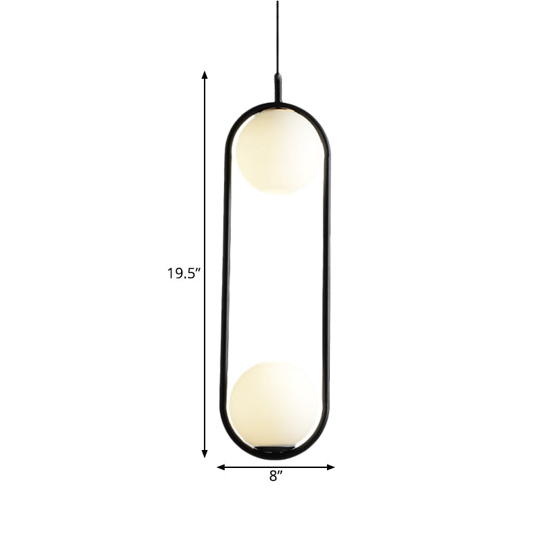 Modern Globe Pendant Light  White Glass  Black/Gold Hanging Ceiling Lamp for Bedroom