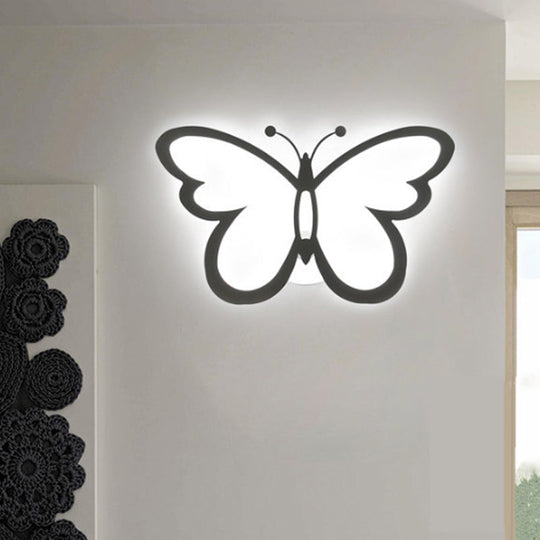 Kids Butterfly Acrylic Wall Light For Bedside Or Dining Room White