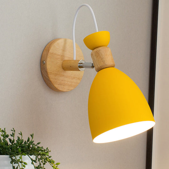 Rotatable Macaron Dome Metal Wall Sconce Light With 1 Head For Restaurant Stairs Yellow