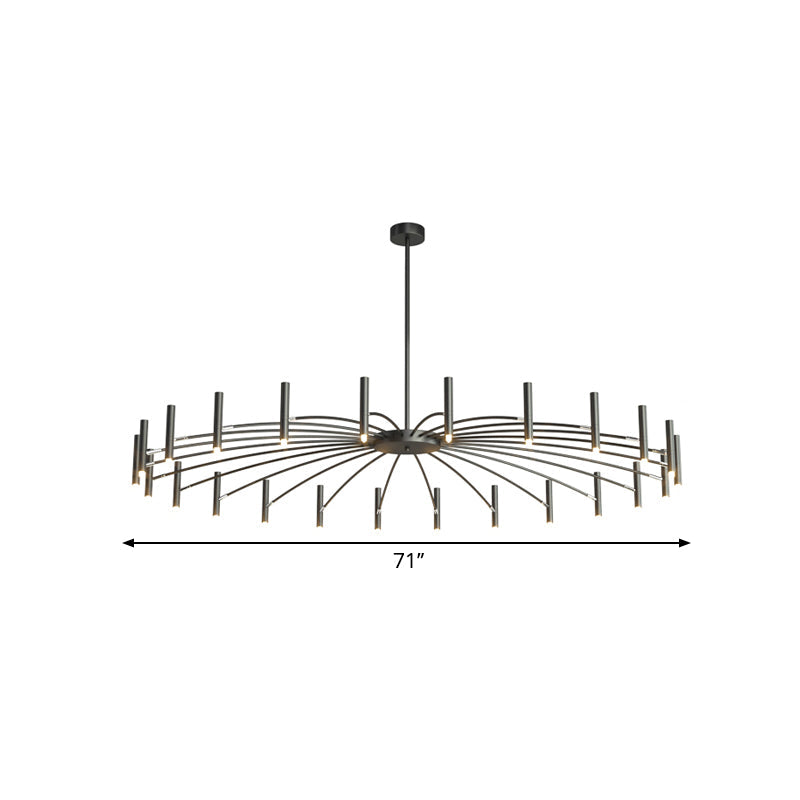 Adjustable Linear Shade Chandelier - Modern Metal Ceiling Light (12/24 Lights) In Black/Rose Gold