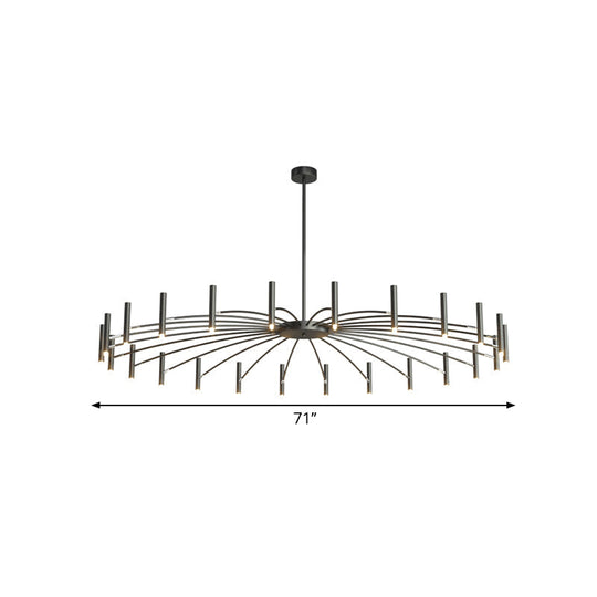 Adjustable Linear Shade Chandelier - Modern Metal Ceiling Light (12/24 Lights) In Black/Rose Gold