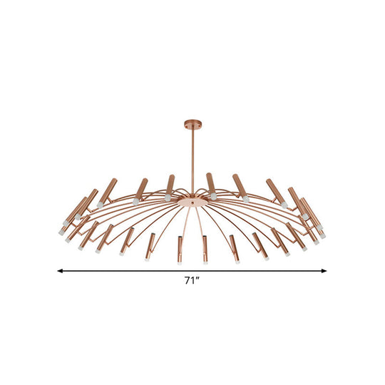 Adjustable Linear Shade Chandelier - Modern Metal Ceiling Light (12/24 Lights) In Black/Rose Gold