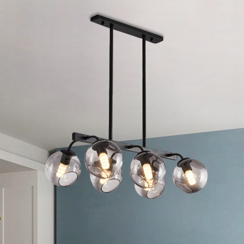 6/8-Light Modern Pendant With Black Orb Shade For Kitchen And Dining Room 6 / Smoke Gray