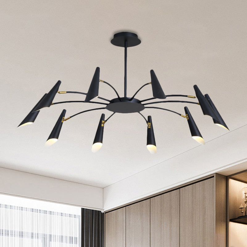 10-Head Metallic Chandelier Ceiling Lamp: Contemporary Black/White Light