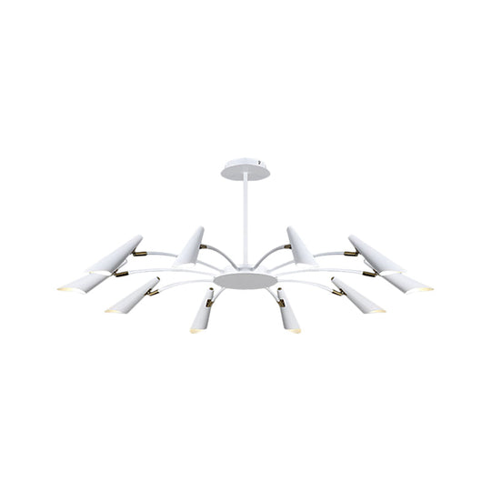10-Head Metallic Chandelier Ceiling Lamp: Contemporary Black/White Light