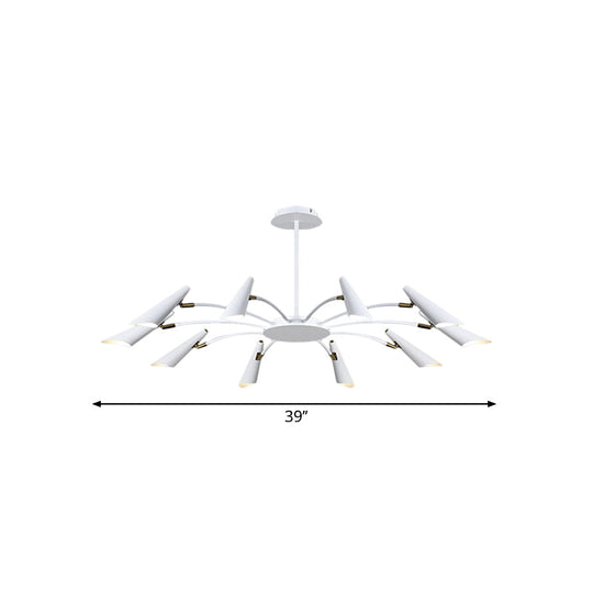 10-Head Metallic Chandelier Ceiling Lamp: Contemporary Black/White Light