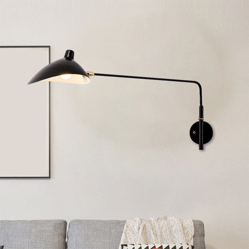 Modern Industrial Conic Wall Sconce Light In Black/White For Living Room Black