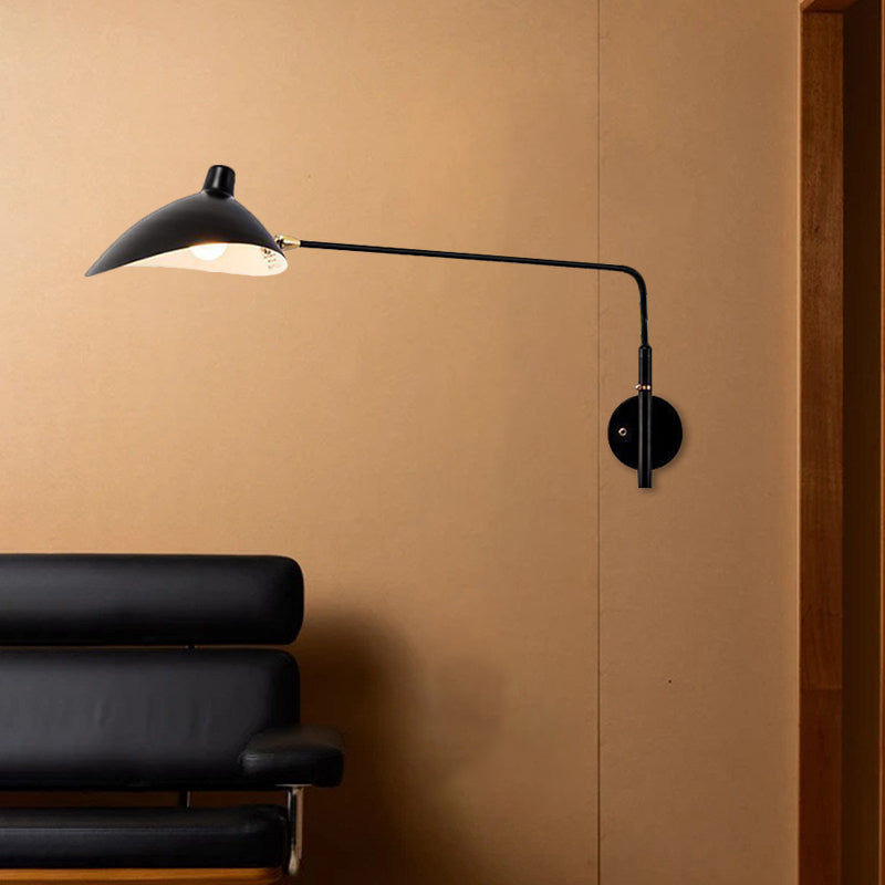 Modern Industrial Conic Wall Sconce Light In Black/White For Living Room