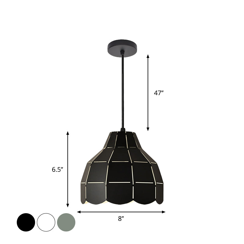 Modern Nordic Dome Pendant Light with Metal Hanging Lamp - Ideal for Dining Room (Black/Grey/White)