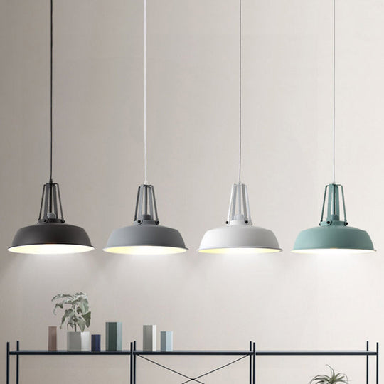 Minimalist Metal Drum Pendant Light - 14/18 Dia 1 Black/White/Grey