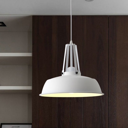 Drum Pendant Light Kit - Minimalist Metal 1 Light - Available in 14"/18" Diameter - Black/White/Grey Hanging Lamp