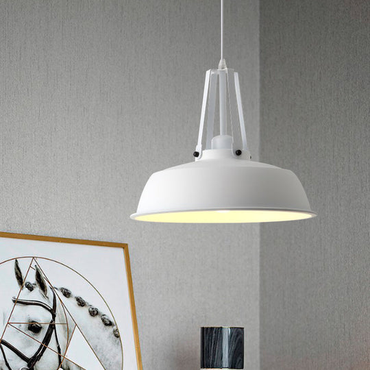 Drum Pendant Light Kit - Minimalist Metal 1 Light - Available in 14"/18" Diameter - Black/White/Grey Hanging Lamp