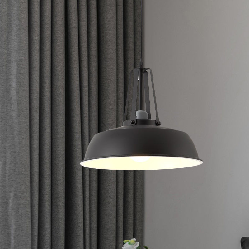 Drum Pendant Light Kit - Minimalist Metal 1 Light - Available in 14"/18" Diameter - Black/White/Grey Hanging Lamp