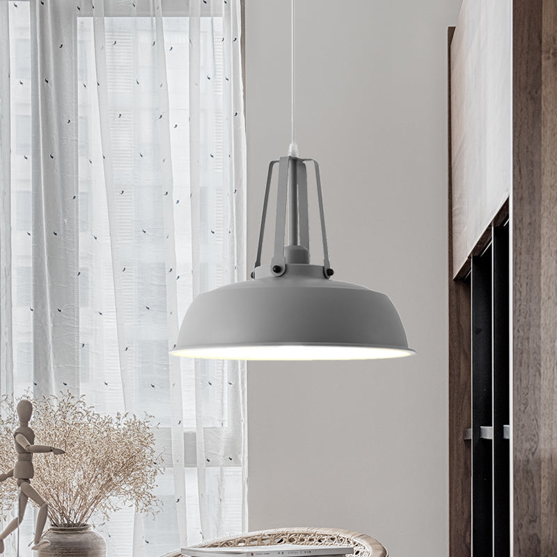 Minimalist Metal Drum Pendant Light - 14/18 Dia 1 Black/White/Grey Grey / 14