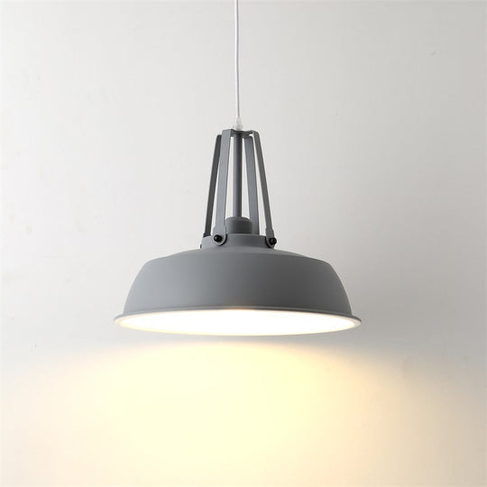 Drum Pendant Light Kit - Minimalist Metal 1 Light - Available in 14"/18" Diameter - Black/White/Grey Hanging Lamp