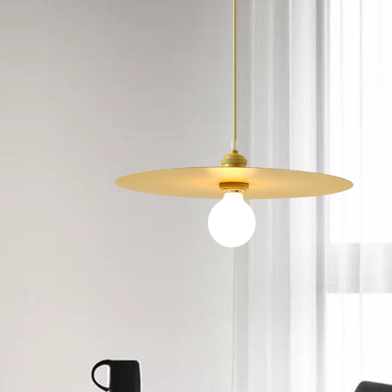 Macaron Pendant Light with Metal Disc Shade, Multi Color Options and Single Bulb
