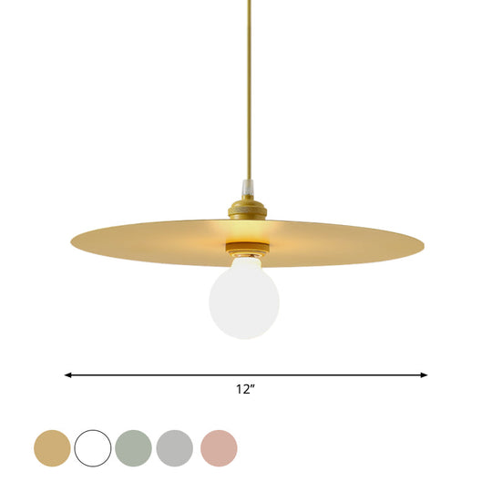 Macaron Pendant Light with Metal Disc Shade, Multi Color Options and Single Bulb