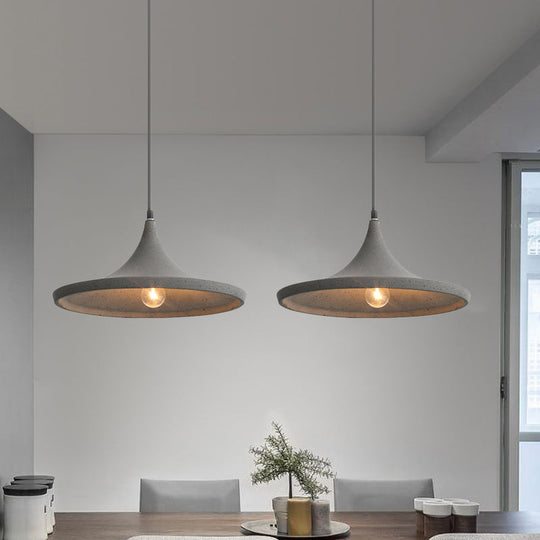 Nordic Style Cone Shade Pendant Light in Grey Cement - Hanging Ceiling Lamp (1-Light)