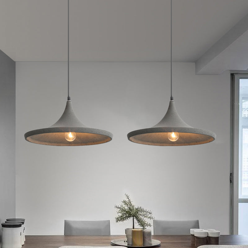 Nordic Style Cement Pendant Light With Cone Shade - 1 Grey Ceiling Hanging Fixture