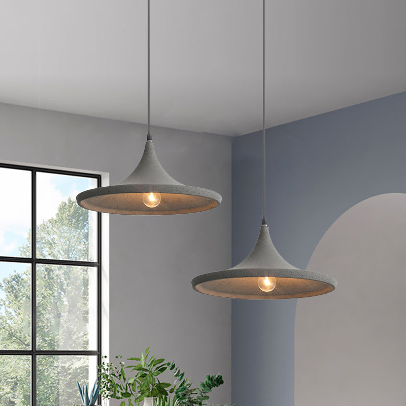 Nordic Style Cone Shade Pendant Light in Grey Cement - Hanging Ceiling Lamp (1-Light)