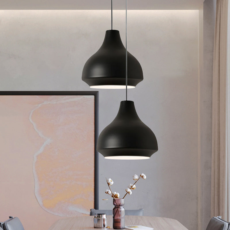 Contemporary Metal Pendant Ceiling Light - Gourd Hanging Lighting 1 Grey/Black/Yellow