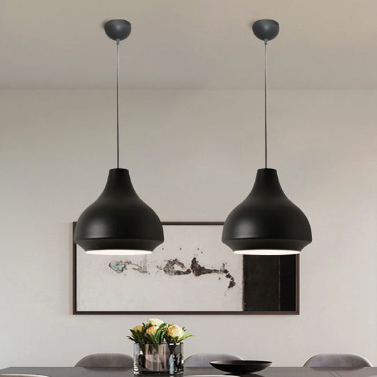 Contemporary Metal Pendant Ceiling Light - Gourd Hanging Lighting 1 Grey/Black/Yellow