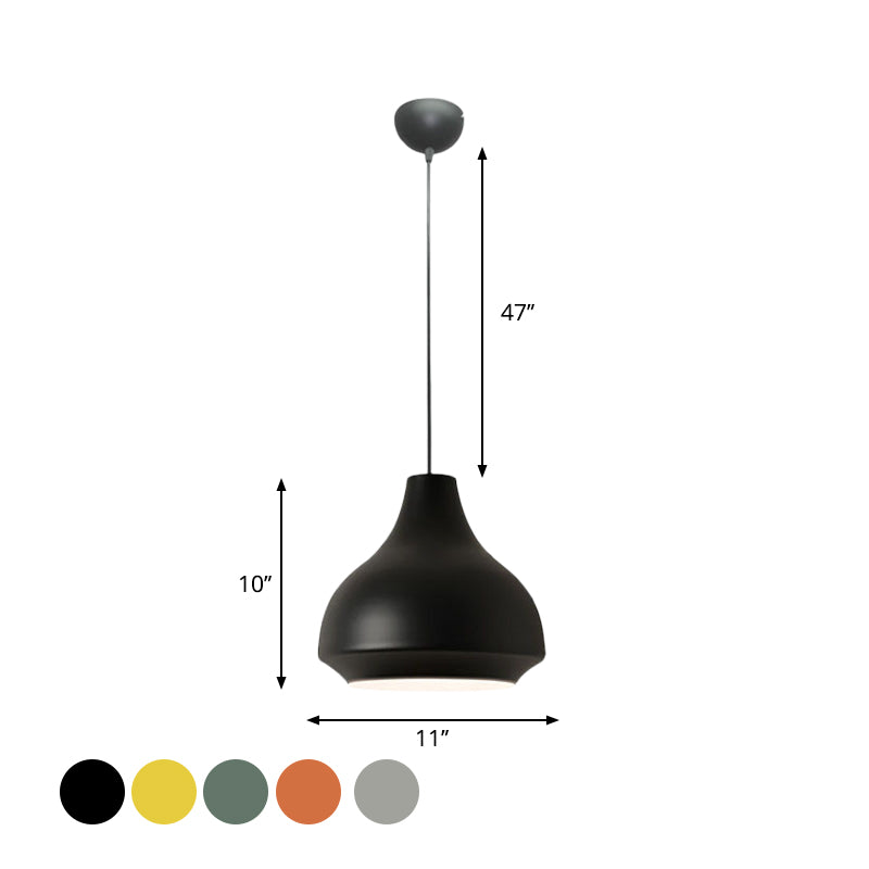 Contemporary Metal Gourd Pendant Ceiling Light - 1 Light - Grey/Black/Yellow