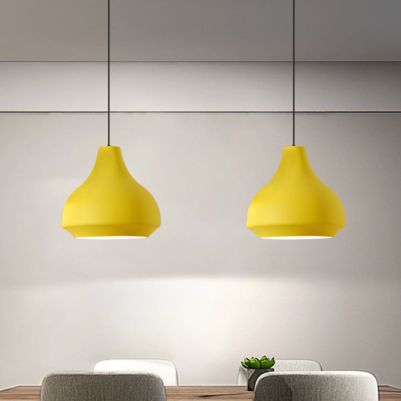 Contemporary Metal Pendant Ceiling Light - Gourd Hanging Lighting 1 Grey/Black/Yellow