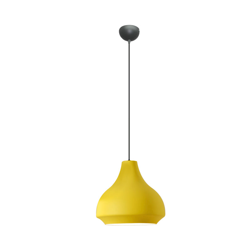 Contemporary Metal Pendant Ceiling Light - Gourd Hanging Lighting 1 Grey/Black/Yellow Yellow