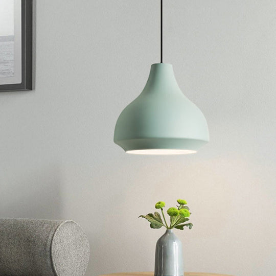 Contemporary Metal Pendant Ceiling Light - Gourd Hanging Lighting 1 Grey/Black/Yellow Green