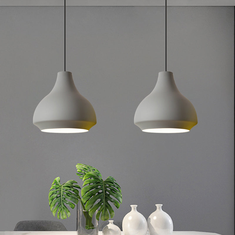 Contemporary Metal Gourd Pendant Ceiling Light - 1 Light - Grey/Black/Yellow