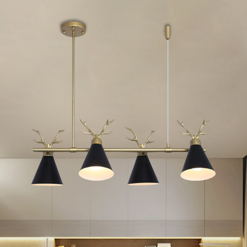 Antler Design Nordic Chandelier - Restaurant Island Lighting (Black Grey White) Black