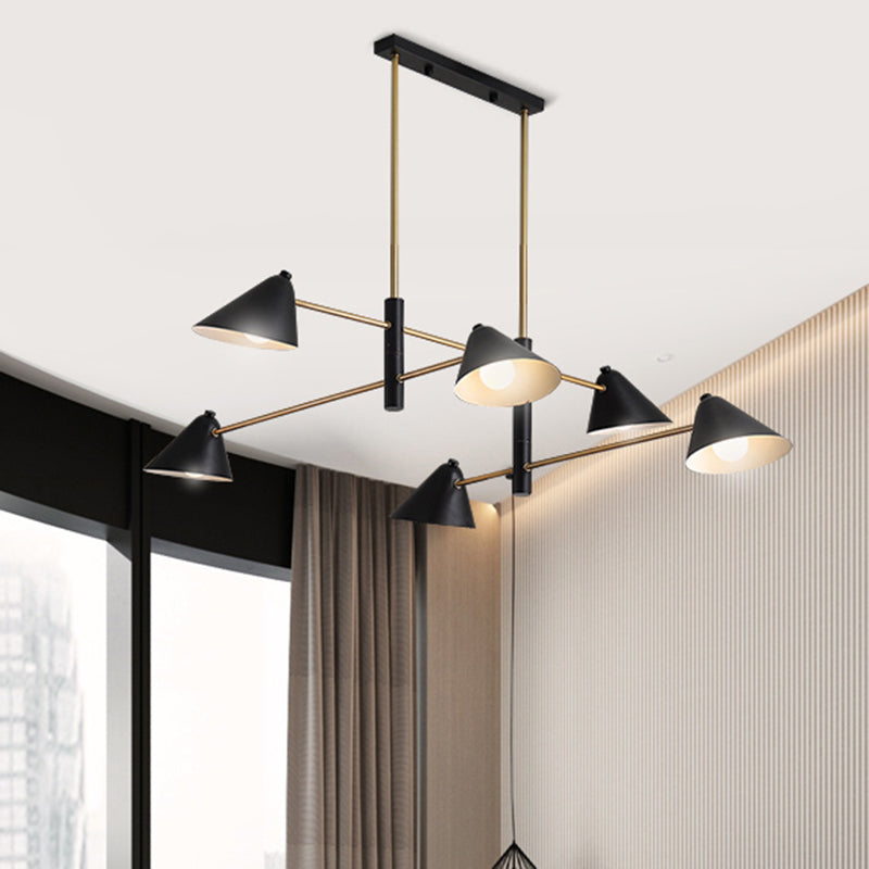 Contemporary Large Chandelier With Black Tilted Shades - 6/8/10 Heads Metal Hanging Light Fixture 6