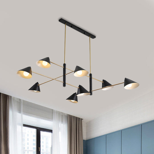 Contemporary Large Chandelier With Black Tilted Shades - 6/8/10 Heads Metal Hanging Light Fixture