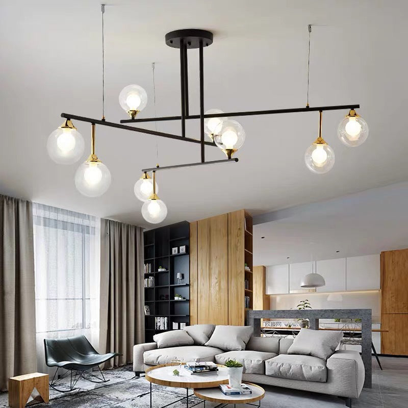 Modern 2-Tier Black Chandelier For Meeting Room Or Office - Stylish Metallic Hanging Light