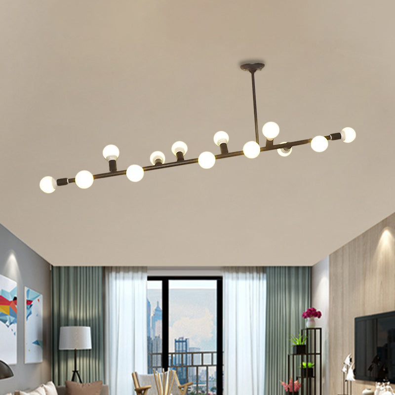 Modern Black Open Bulb Island Light With 7/13 Metal Lights - Simple Ceiling Lamp