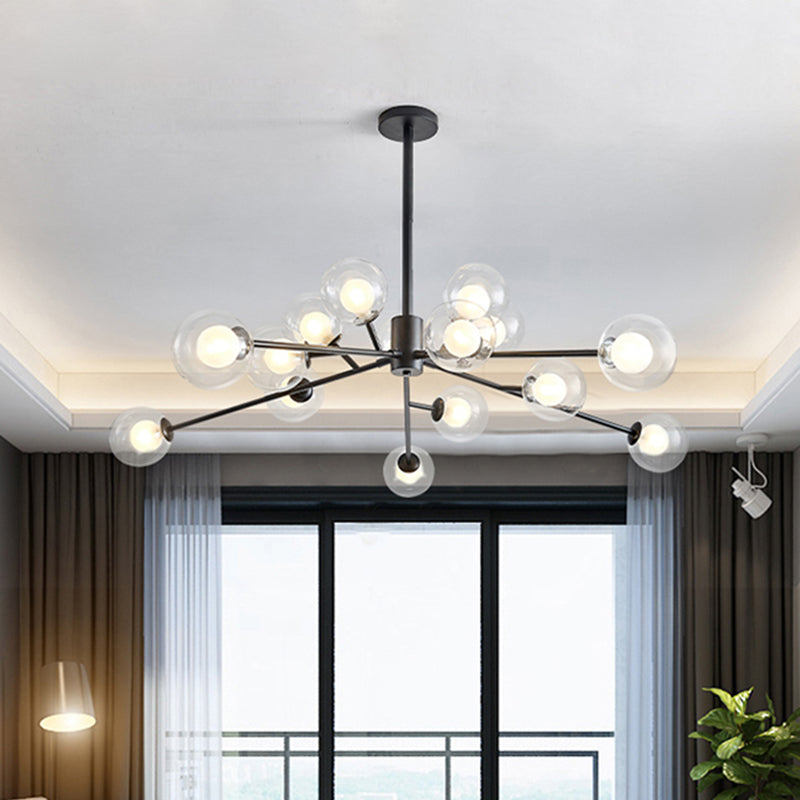 Modern Large Chandelier: 15/18 Lights Restaurant Hotel Branch Metal Black/Gold Hanging Lamp 15 /
