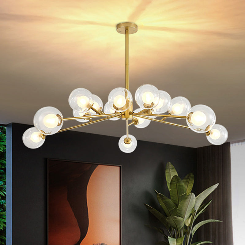 Modern Large Chandelier: 15/18 Lights Restaurant Hotel Branch Metal Black/Gold Hanging Lamp