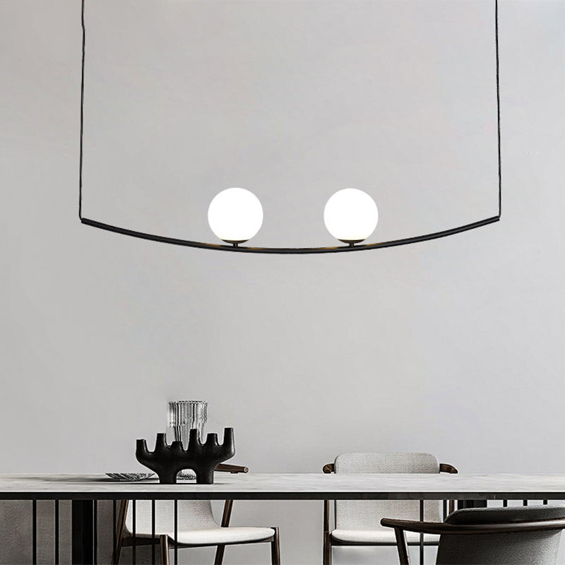 Modern Metal Chandelier: 2/3-Light Bubble Island Light In Black/Gold - Simple And Stylish 2 / Black