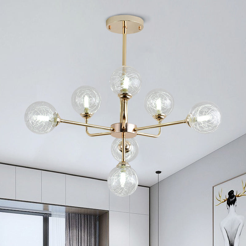Gold Finish Post Modern Orb Chandelier - Glass Shade Hanging Lamp With 7/9/13 Lights 7 /