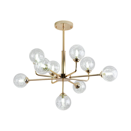 Gold Finish Post Modern Orb Chandelier - Glass Shade Hanging Lamp With 7/9/13 Lights