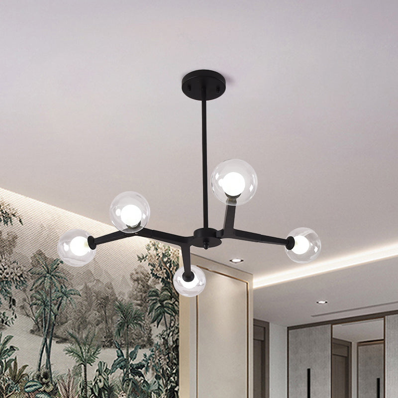 Modern Bubble Glass Ceiling Chandelier With 5/9 Lights - Elegant Luminaire Lighting In Black/Gold